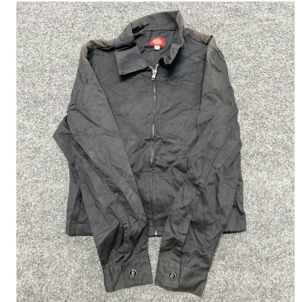 Dickies Girl Jacket Womens Size L Black Zip Up Workwear USA Faded Fair